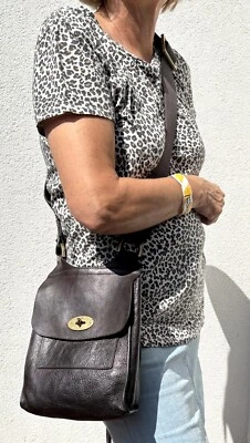 MULBERRY Small Antony Chocolate Natural Leather schmale Kuriertasche 21 cm - Bild 1 von 4