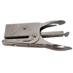Neva-Clog NC J-30 Hand Held Stapler Made in USA Heavy Duty Stainless Vintage - Picture 1 of 24