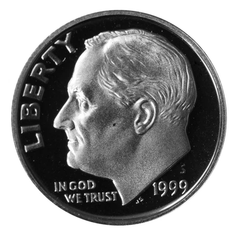 1999 S Roosevelt Dime 10c Gem Deep Cameo Proof 90% Silver US Coin Cover