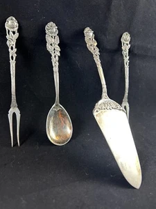 4 x 800er  Silber Hildesheimer Rose Vorlagebesteck Kaffee Kuchen Tortenheber etc - Bild 1 von 5