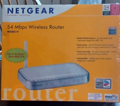Netgear WGR614 54 Mbps 4-Port 10/100 Wireless G Router (WGR614v5) New in Box - Image 1 of 4