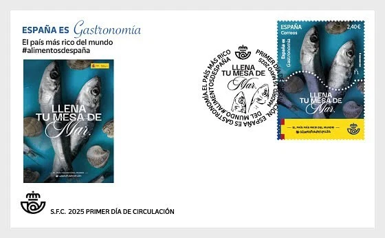 spain 2025 espagne Gastronomy  Richest Country in World FISH Seafood 1v FDC PJ - Image 1 of 1