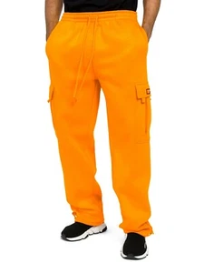 Mens Jogger Fleece Cargo Pocket Sweat Pants With Drawstring  S~6XL  FL77EY - Picture 1 of 91