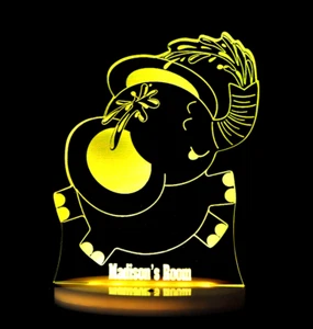Elephant Personalised Name 3D LED Night Light Colour Changing Children Room Lamp - Picture 1 of 15
