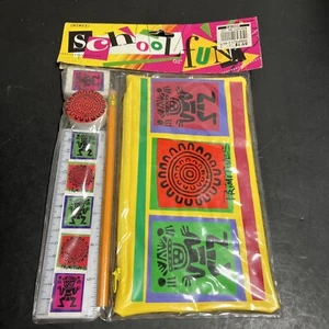 1988 ADI School OF Fun Stationary Pencil Case Pencil Eraser Sharpener Vintage - Picture 1 of 10