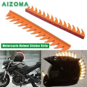 Orange Motorcycle Helmet Mohawk Biker Spikes Decal Strip Universal 3M Sticker - Picture 1 of 11