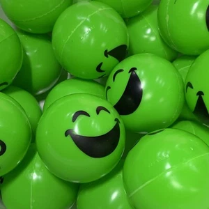 Lote de bolas de plástico Green Smiley Face 2 pulgadas (49 mm) (10 piezas) recompensas favores de fiesta - Imagen 1 de 3