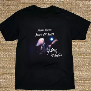 Johnny Winter schwarz Katze blau Kurzarm T-Shirt Unisex alle Größen S bis 5XL - Bild 1 von 3