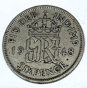 # C1372 GREAT BRITAIN COIN, SIX PENCE 1948 - Picture 1 of 2
