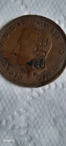 1945 George VI British HALF PENNY Countermarked "ROBIN" both Side - Picture 1 of 4