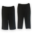 Ann Taylor Pants Petite Signature Fit Black Cropped & Pinstripes Size 8P 2 Pairs