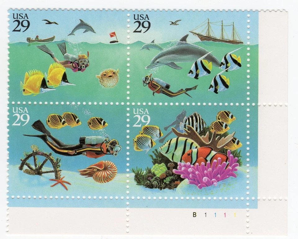 Scott #2866a Wonders of the Sea Plate Block of 4 Stamps - MNH - Image 1 of 1