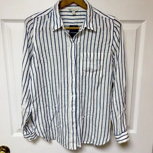 Lucky Brand Classic Button Up Damen S weiß blau gestreift leicht halbtransparent - Bild 1 von 5