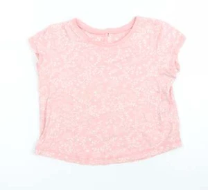 George Girls Pink Floral 100% Cotton Basic T-Shirt Size 4-5 Years Round Neck Pul - Picture 1 of 12