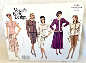 Modello cucito Vogue vintage anni '90 PETITE TOP & GONNE #2535 NON TAGLIATI TAGLIA 20-22-24 - Foto 1 di 3