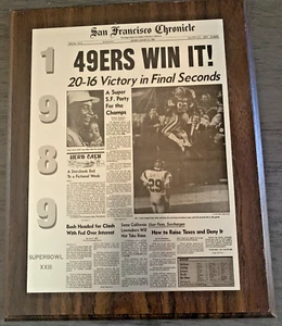 1989 San Francisco 49ers Super Bowl Champion auf der Titelseite Zeitungsdruck - Bild 1 von 15