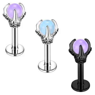 Piercing para cejas labio 3 piezas 16G acero inoxidable oreja garras de dragón anillos para el vientre Foto 1 de 4