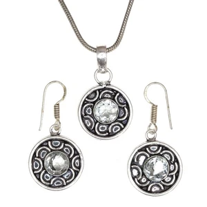 Topaz Set White Pendant Earrings Jewelry Necklace Gemstone  Blue - Bild 1 von 11