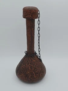 Vintage Hand Tooled Leather covered Conac Bottle Decanter, Spain 12.25" Tall - Picture 1 of 12