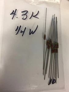 RESISTENZE COMPOSIZIONE CARBONIO 4.3K 1/4W WATT 10 PZ NOS - Foto 1 di 1