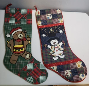 2 Medias de Oso Muñeco de Nieve Acolchado Navidad Country - Imagen 1 de 5