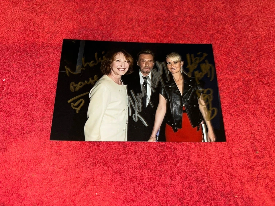 Photo Dédicacée Autograph Johnny Laeticia Hallyday Nathalie Baye - Image 1 of 1