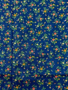 Blue Calico Fabric Ditsy Floral Vintage Quilting Cotton Small Flowers 25x43” - Picture 1 of 5