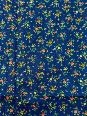 Blue Calico Fabric Ditsy Floral Vintage Quilting Cotton Small Flowers 25x43” - Image 1 of 4