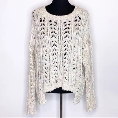 BKE кремовый пастельный цвет открытый вязаный состаренный свитер размер маленький - Изображение 1 из 4