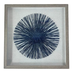 Dimensional Paper Shadow Box Blue String Sunburst Wandkunst Wohndeko 18”x18” - Bild 1 von 2