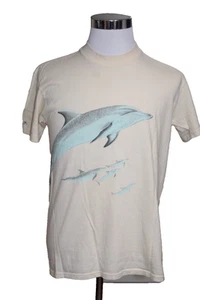 Vintage 80s MONTAUK NY Dolphin Tee Shirt Harlekin NG 1981 Adult M Single Stitch - Bild 1 von 6