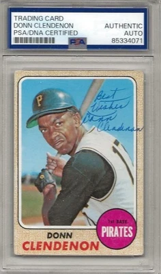 ~DONN CLENDENON (dic) 1968 Topps #344 FIRMADO Pittsburgh Pirates PSA/ADN~ Foto 1 de 4