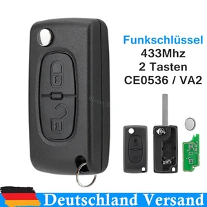 Funk Klappschlüssel Fernbedienung Für Peugeot Citroen 433Mhz 2 Tasten CE0536 VA2 - Bild 1 von 8