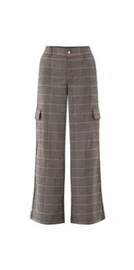 Women's Plaid Stripe No Boundaries High Rise Cargo Wide Leg Pants size M (8-10) - Picture 1 of 7