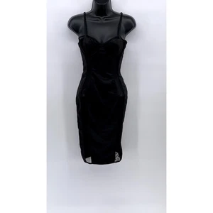 Mini Vestido ceñido al cuerpo con correa de espagueti de malla satinada negra para mujer LUXXEL TALLA S - Imagen 1 de 11