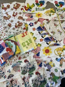 Lot Of Vtg Novelty Fabric Remnants/Scraps/Crafts Mixed Lot Large Print Colorful - Picture 1 of 24