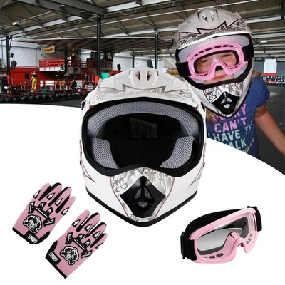 DOT Jóvenes Niños Motocicleta Todo Terreno Casco Cara Completa ATV Motocross Gafas Guantes Foto 1 de 4