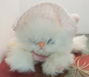 Babero de guinga bola de nieve vintage 1995 Tyco Kitty Kitty Kittens ronroneo gatito blanco - Imagen 1 de 8