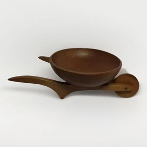 "Carretilla de madera de cerezo MCM caramelo nuez plato granja mesa decoración Japón 12"" x 3,5""" - Imagen 1 de 11