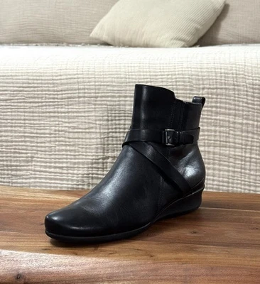 ECCO Boots Felicia Wedge Ankle Women’s Black Leather Side Zip Sz 42 (US 11-11.5) - Image 1 of 4