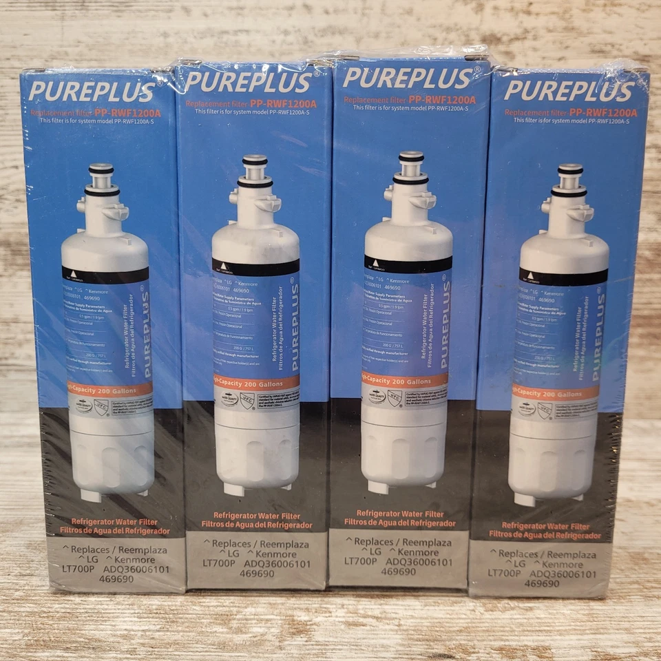 PurePlus PP-RWF1200A / PP-RWF1200AS Refrigerator Water 4 Pack Filter Replacement - Image 1 of 1