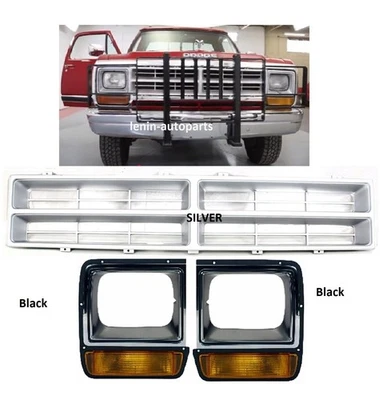 Headlamp Door Bezel Grille SILVER For 1986 DODGE D100 PICKUP 3.7L 225cid L6 Foto 1 de 4