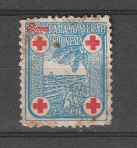 Indonesia Repoeblik Netherlands Indies Stamp Palang Merah Red Cross 25 Sen - Picture 1 of 1