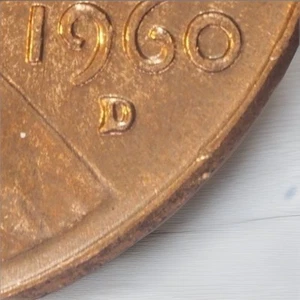 1960 D/D, centavo Lincoln Memorial, BU, sin circular, brillo, RPM #2, error - Imagen 1 de 4