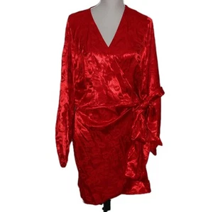 Vestido Never Fully Dressed Talla 16 Rojo Patrón de Labios Envolvente Manga Larga Ocasión Audaz - Imagen 1 de 24