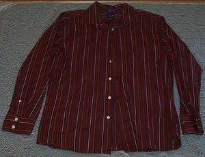 Camicia Gap Fitted rossa a righe L/S con bottoni L #M2172 - Foto 1 di 3