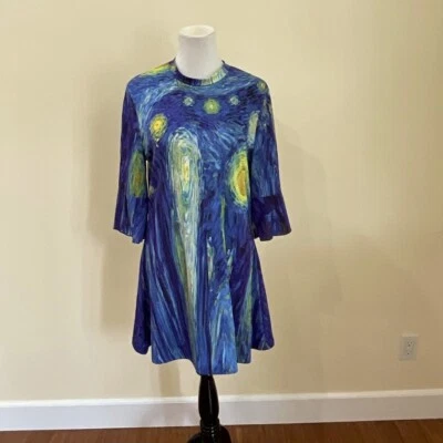 Vestido para mujer Azalea by Firmiana azul y amarillo estampado artístico Foto 1 de 4