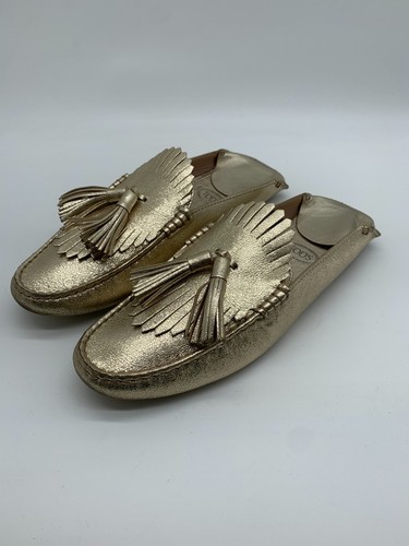 TOD’S Tod's Mocassino Mocassini Scarpe EU 39 UK 6 Ottime Condizioni Donna Oro Scarpe Sabot F3204