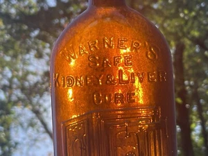 Antike Warner's Safe Nieren- & Leberkur Bernsteinflasche - Bild 1 von 7