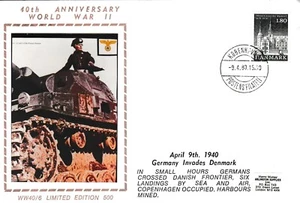 Germany invades Denmark, WW2  - limited edition commemorative cover 1980 - Picture 1 of 1